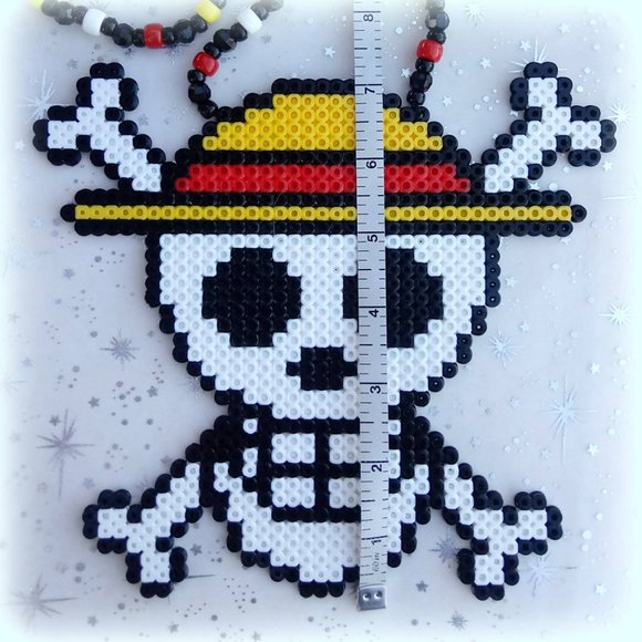 One Piece Pirate Skull Straw Hat Kandi Necklace - Picture 3 of 7